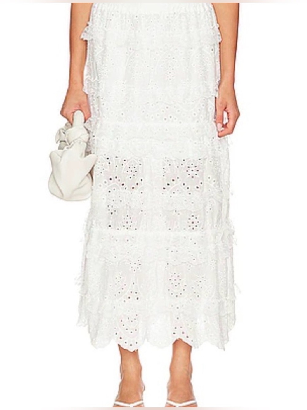 Line and Dot Revolve Charm White Eyelet Maxi Skirt